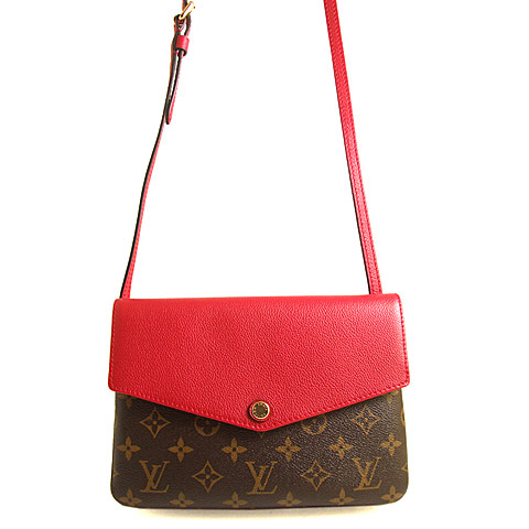 Authentic Louis Vuitton Monogram Canvas Twinset Bag M50184 Red